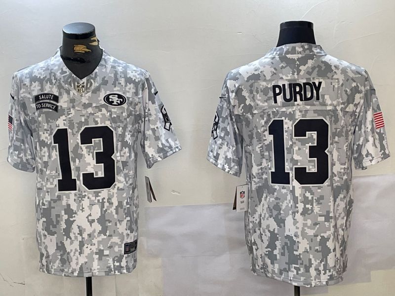 Men San Francisco 49ers #13 Purdy Nike Arctic Camo 2024 Salute to Service Limited NFL Jersey
